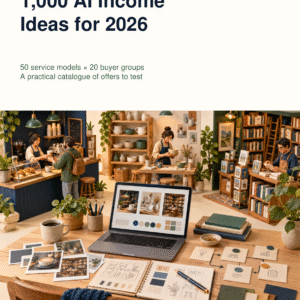 1,000 AI Income Ideas for 2026 — actual Nylia Digital guide cover