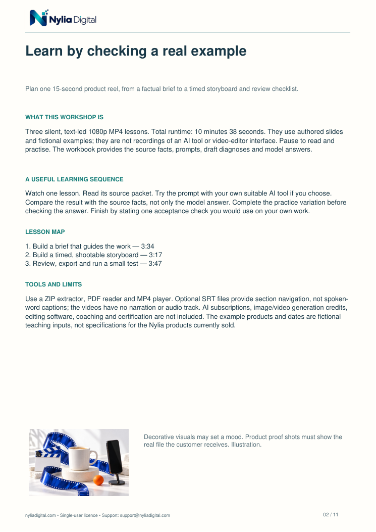 AI Reels: Brief to Storyboard: actual included page 2 from ai-reels-workshop-Guide.pdf