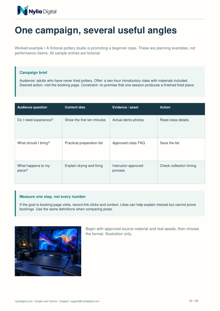 The Nylia Planning Collection: actual included page 2 from content-creator-agenda-EN-A4.pdf