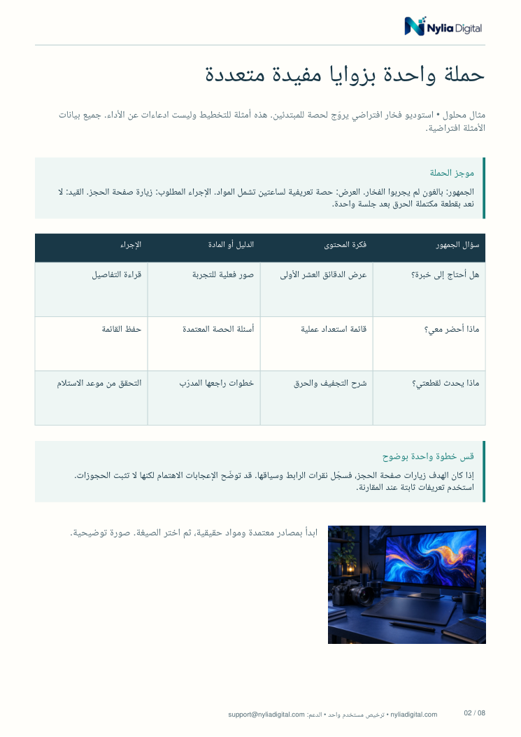 The Nylia Planning Collection: actual included page 2 from content-creator-agenda-AR-A4.pdf