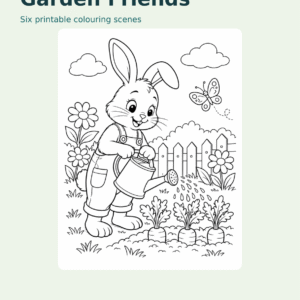 Garden Friends: 6 Printable Colouring Scenes — actual Nylia Digital cover