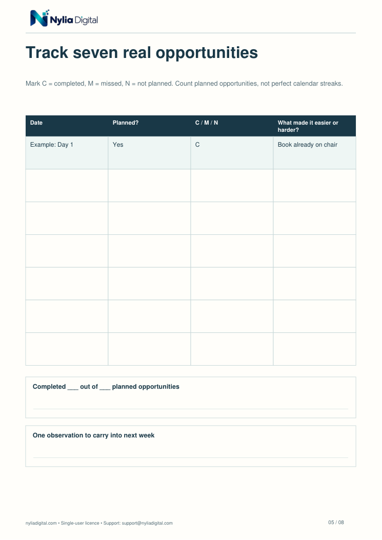 Small Habits, Useful Evidence: actual included page 5 from habit-wellbeing-planner-EN-A4.pdf