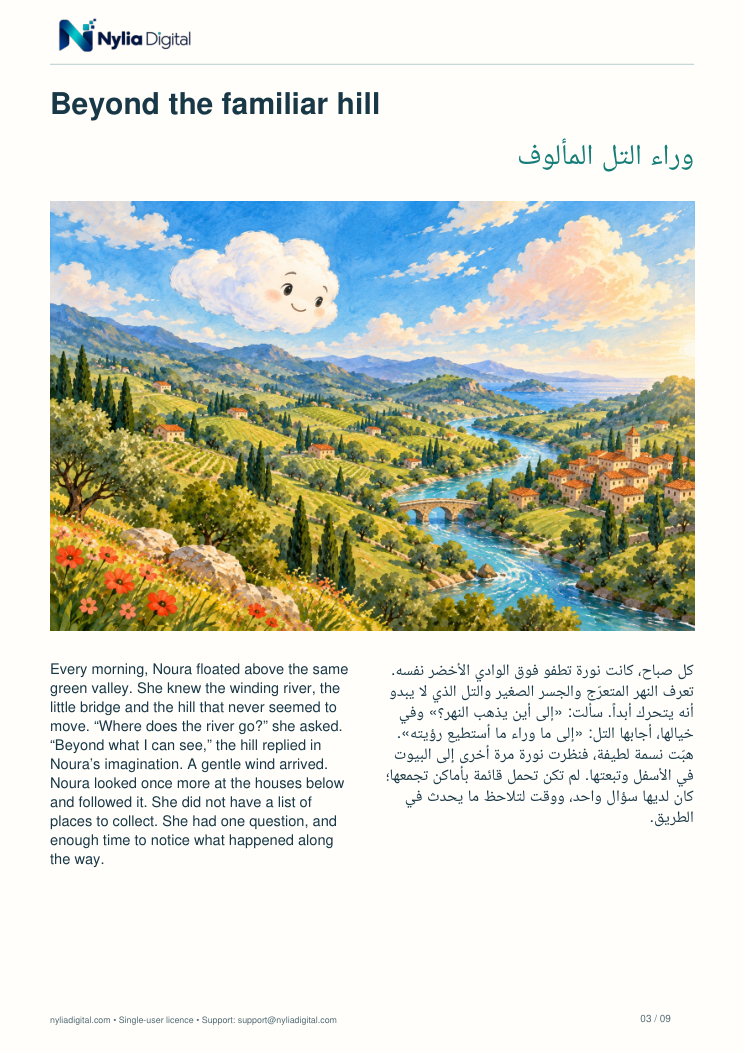 The Cloud That Wanted to Travel: actual included page 3 from the-little-clouds-big-journey-EN-AR-A4.pdf