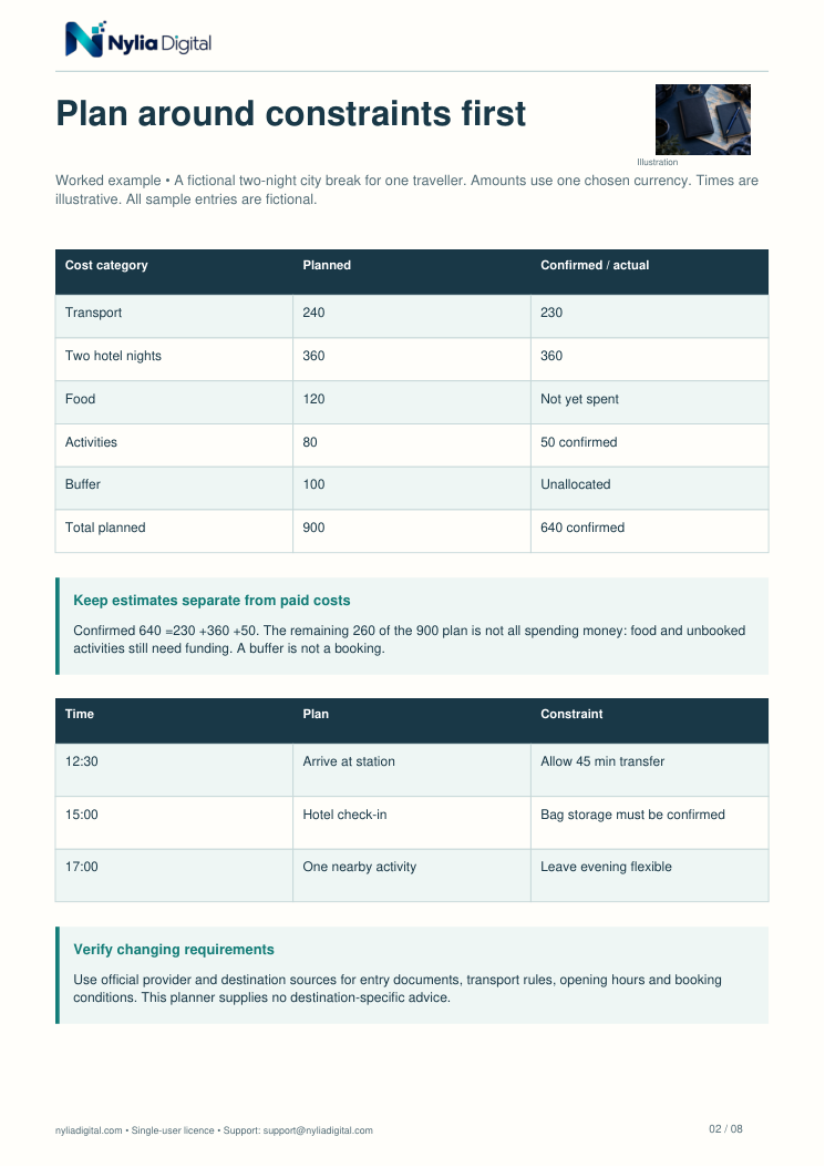 Trip Ready: actual included page 2 from travel-trip-planner-EN-A4.pdf