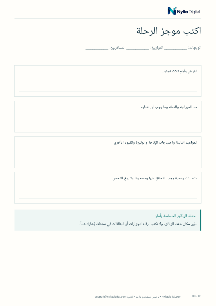 Trip Ready: actual included page 3 from travel-trip-planner-AR-A4.pdf