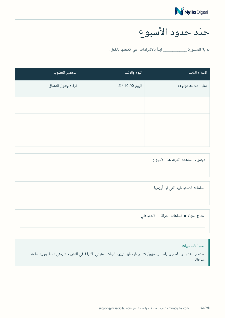 The Realistic Week: actual included page 3 from undated-weekly-planner-AR-A4.pdf